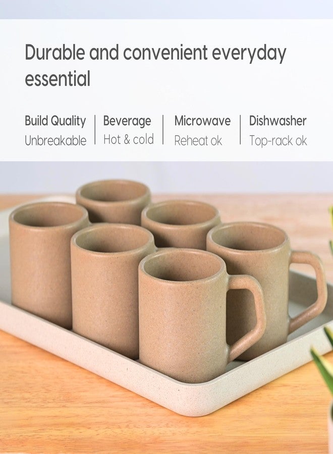 Eha Earth-Friendly Comfy Coffee Cup Set of 6 | 200 ml | Made with Rice Husk & Bamboo Fibers | Microwave Safe | for Hot & Cold Coffee Mug, Tea & Milk | Natural Matte Finish | Tortilla - Image 4